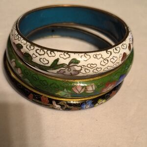 Colorful Enamel Bangle Set 3 Total Pre Owned